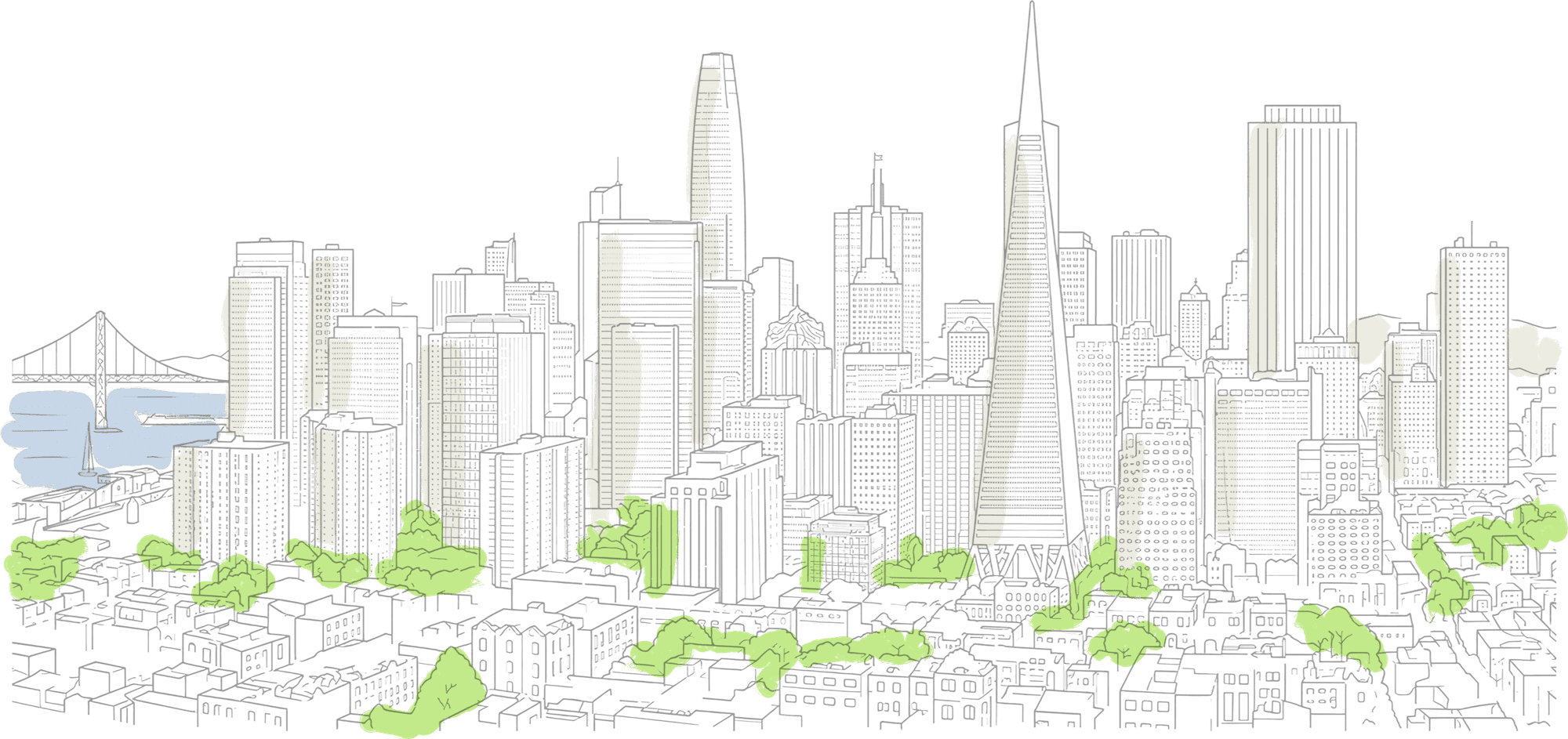 An illustration of the San Francisco skyline